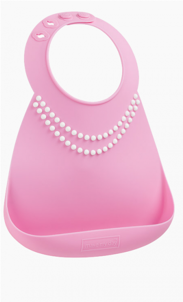 Make My Day, Baby Bib, Tiffany Pink W / Pearls, Silicone - Silicone (800x600), Png Download