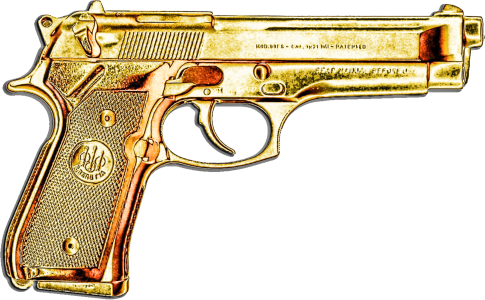 Image Result For Gold Gun Motorbike Girl, Weapons Guns, - Gold Gun Transparent (970x600), Png Download