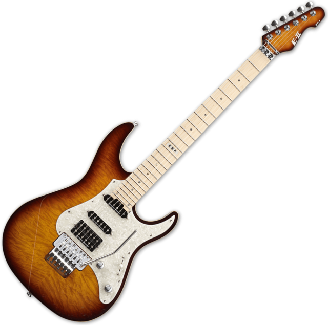 Esp E Ii St 1 Qm Electric Guitar In Tea Sunburst - Fender American Elite Telecaster Sunburst (640x635), Png Download