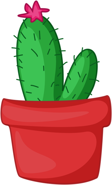 Potted Cactus Clip Art (506x797), Png Download