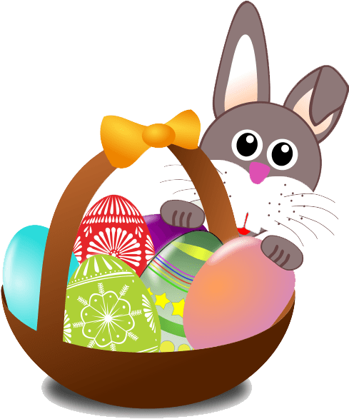 Easter Basket Bunny Png - Cartoon Easter Egg Hunt (493x600), Png Download