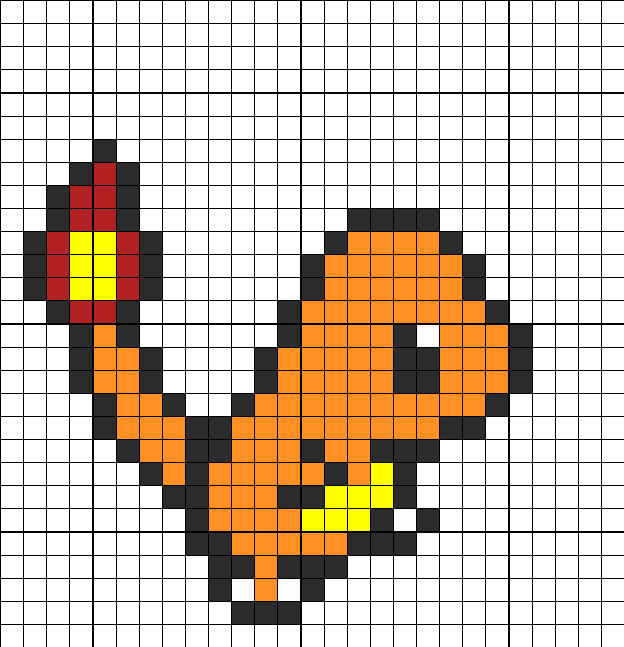 Charmander Perler Bead Pattern - Hama Beads Charmander (567x588), Png Download