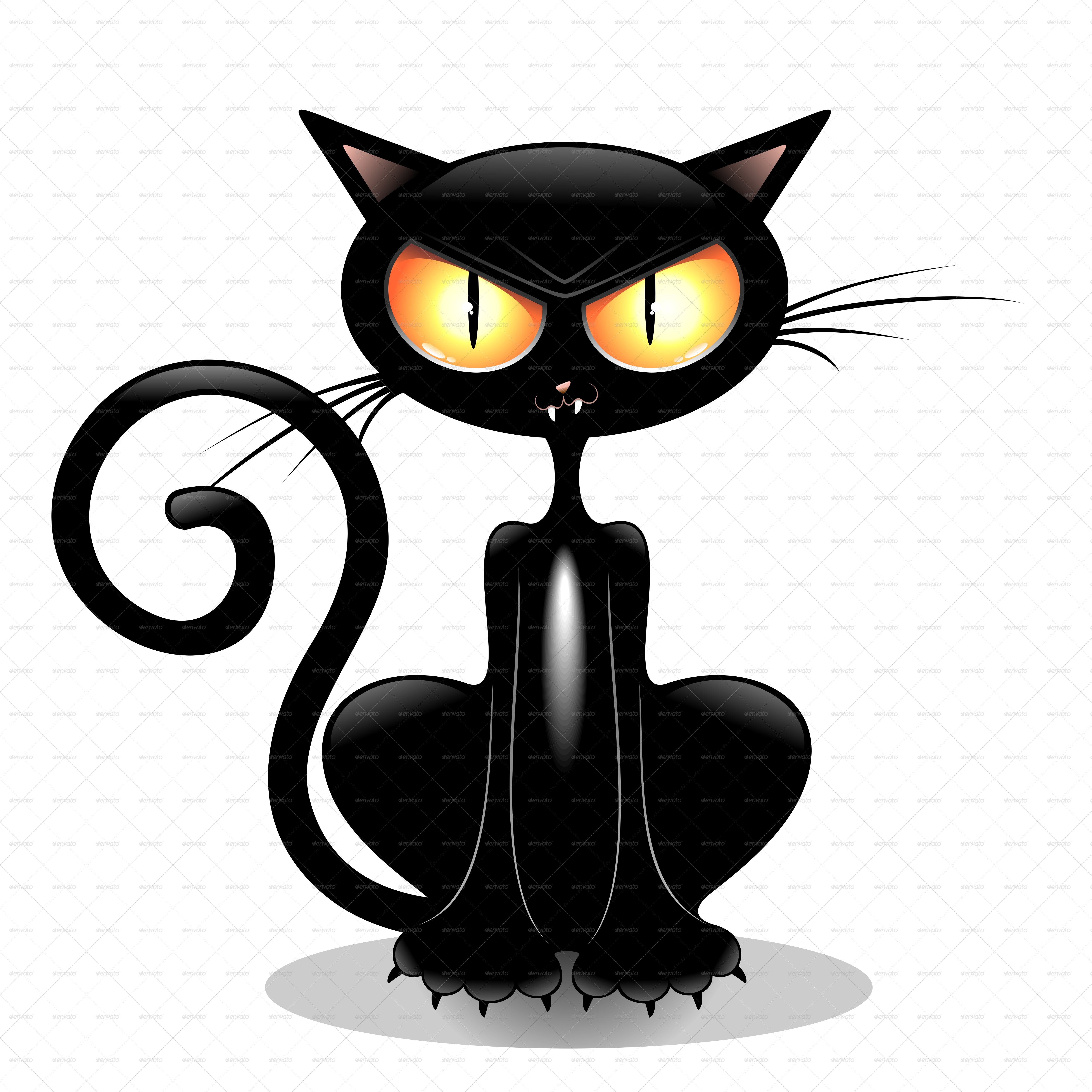 Cartoon Black Cat Desktop Backgrounds Clip Art Transparent - Black Cool Cartoon Cat (5000x5000), Png Download