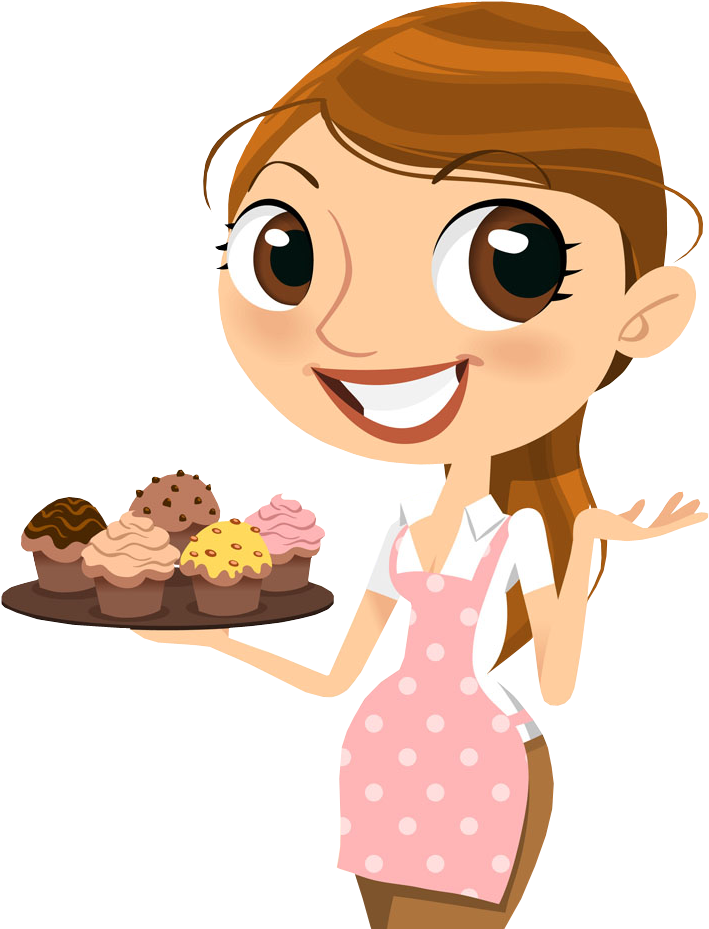 Clip Art Portfolio Categories Designshop Page Happy - Woman Holding Food Cartoon (770x950), Png Download