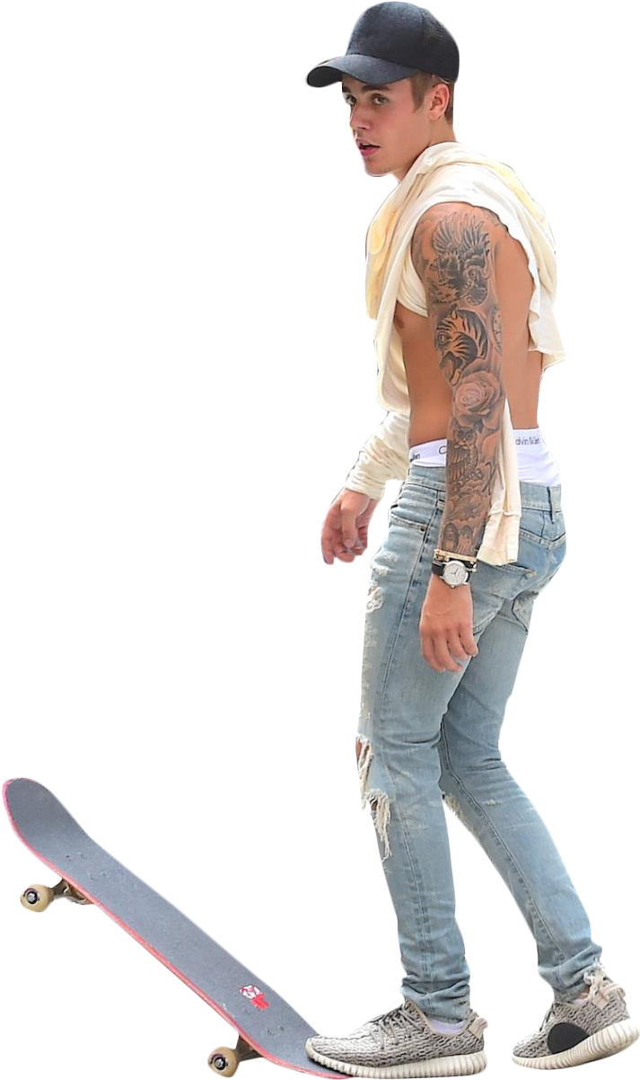 Justin Bieber Skateboarding Png Image - Person Skateboarding Png (1280x1424), Png Download