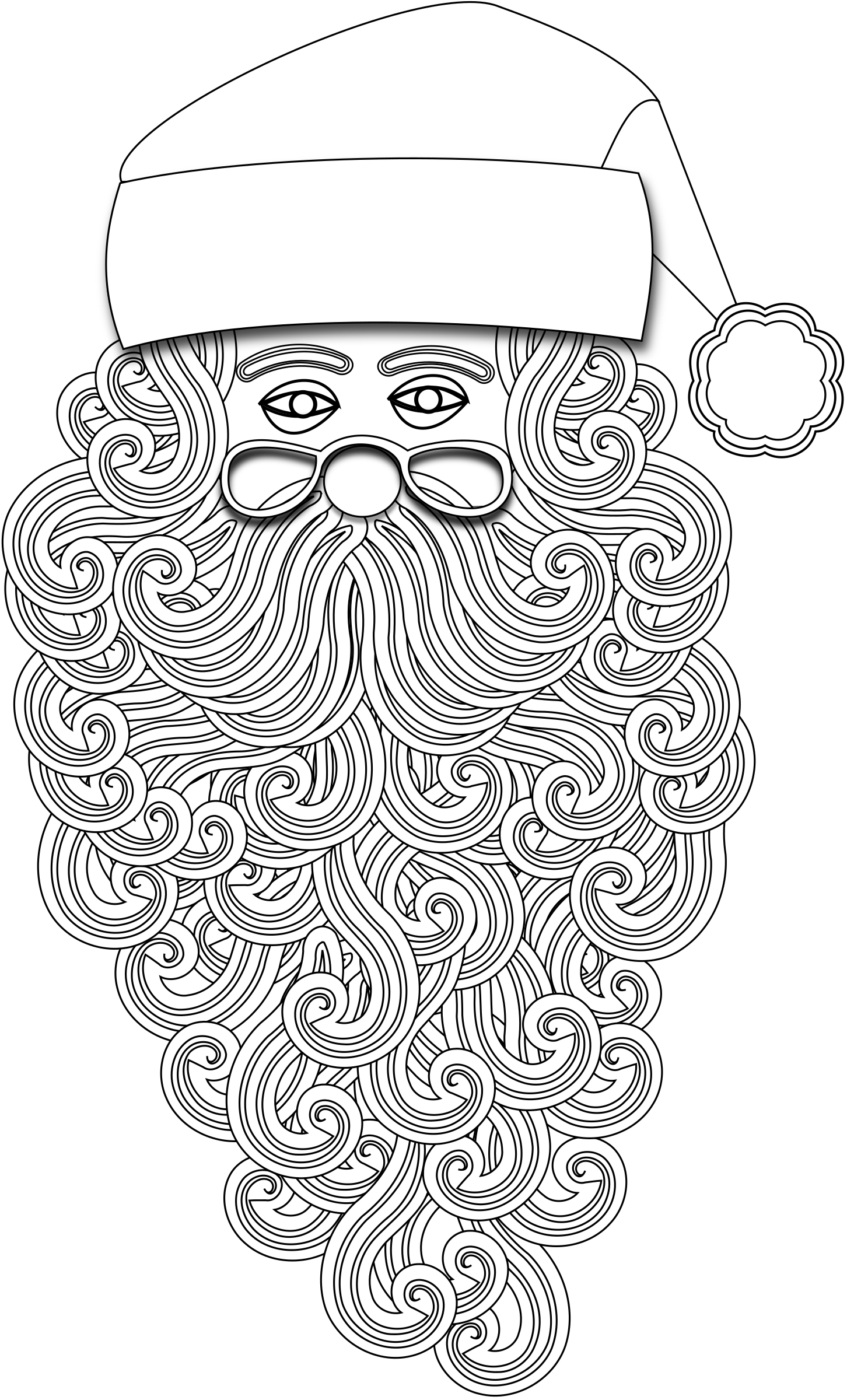 Picture Free Stock Beard Clipart Outline - Coloring Book (1452x2400), Png Download
