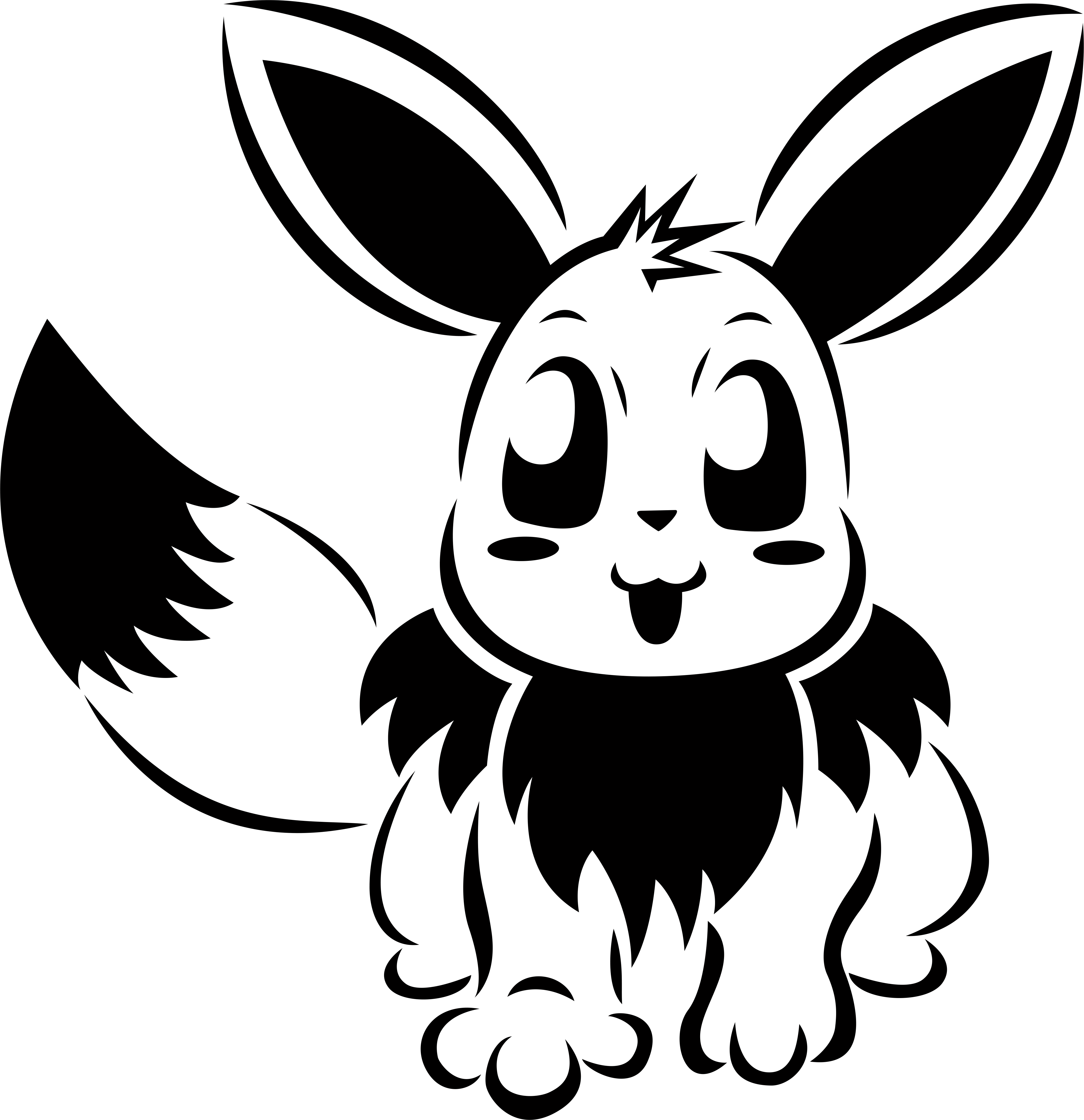 Eevee Jack O Lantern Template By Memimouse On Deviantart - Pokemon Eevee Pumpkin Stencils (879x909), Png Download