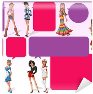 Colorful Template For Brochure With Beautiful Sexy - Cartoon (400x400), Png Download