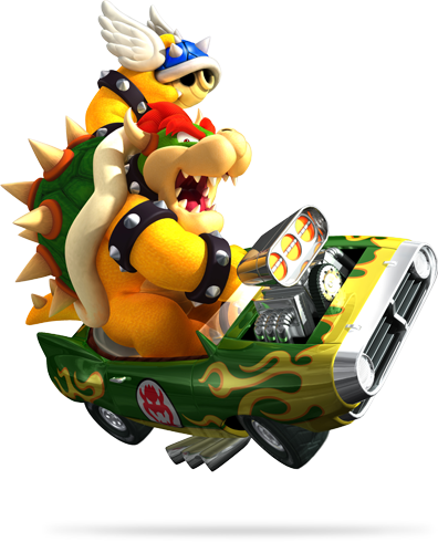 Hot Rod Bowser - Mario Kart Wii Kart (396x490), Png Download