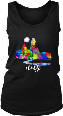 Italy Skyline Watercolor Sunset Love Everything Italian - Emo Tank Tops (390x390), Png Download
