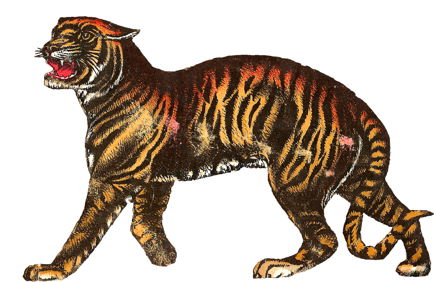 Digital Download Antique Circus Animals - Tiger Circus Png (1600x1046), Png Download