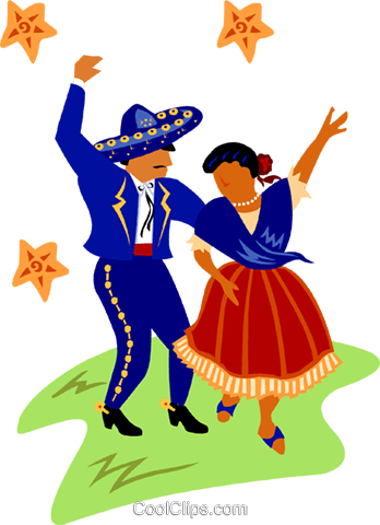 Mexican Dancers Royalty Free Vector Clip Art Illustration - Mexican Dancer Clipart Png (348x480), Png Download