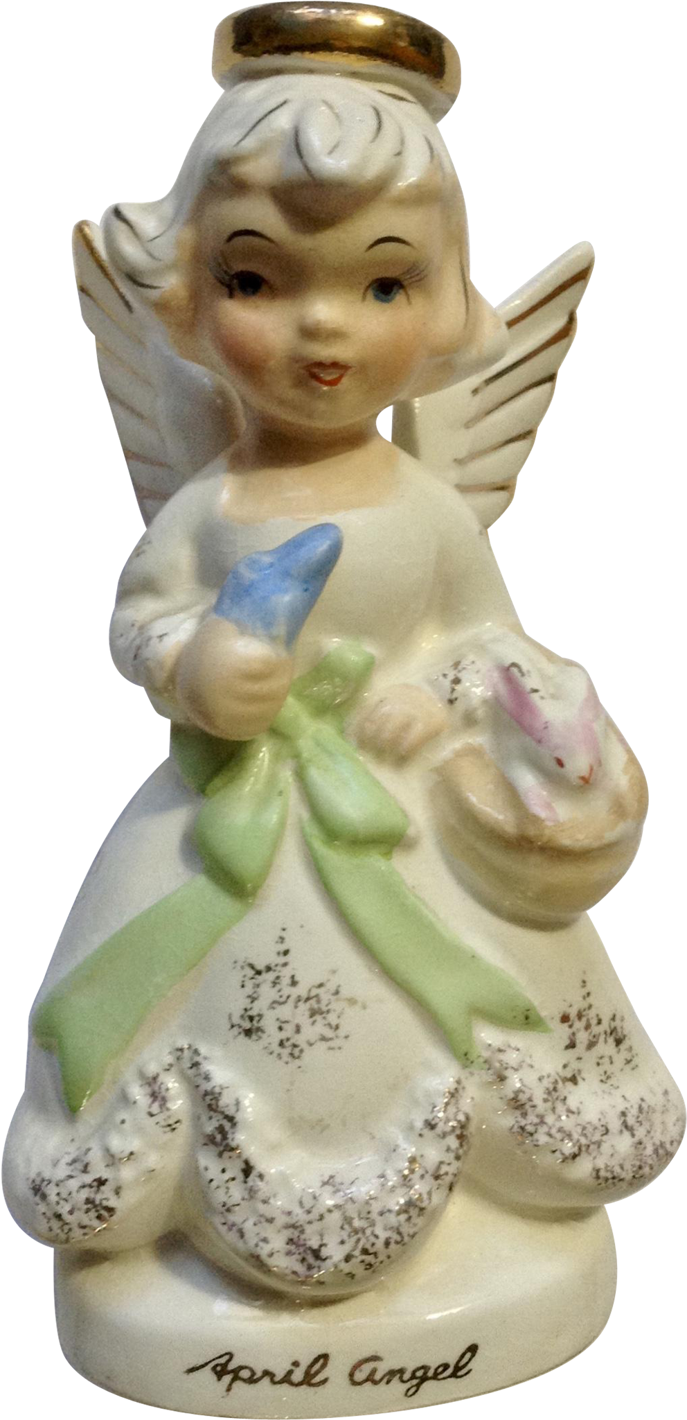 Ucagco April Angel Halo Birthday Girl With Bunny Rabbit - Figurine (2048x2048), Png Download