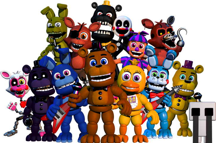 Titlescreen Animatronics By Foxyboyeditz-d9ze22z - Five Nights At Freddy's Invitation Template (800x480), Png Download