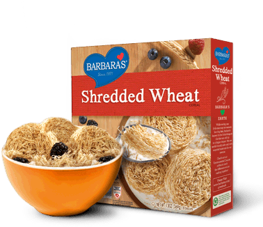 Shredded Wheat Cereal - Barbaras Shredded Wheat Cereal - 13 Oz Box (386x351), Png Download