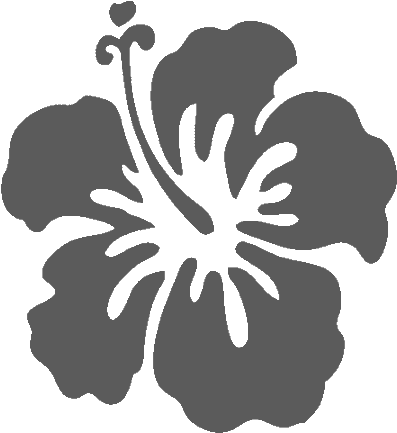 Surfboard Clipart Floral - Black And White Hibiscus Flower Clipart (450x450), Png Download