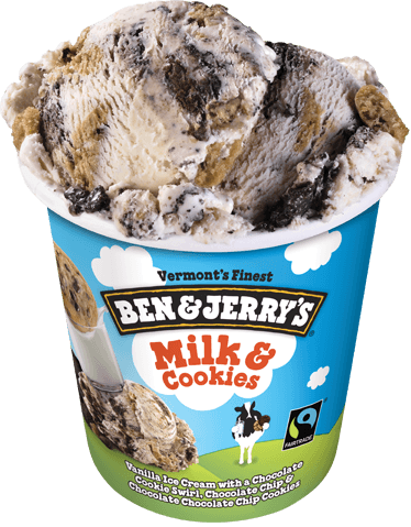 Milk & Cookies Pint - Ben & Jerry's Milk & Cookies Ice Cream - 1 (374x479), Png Download