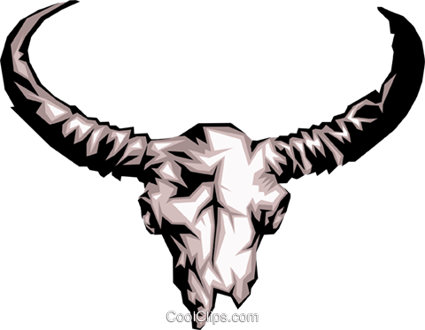 Cow Skull With Horns Royalty Free Vector Clip Art Illustration (480x373), Png Download