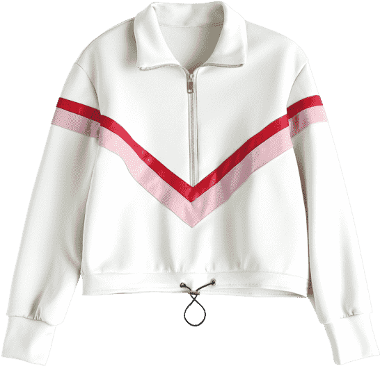 Autumn Faux Leather Stripe Patchwork Half Zipper Hoodie - Faux Leather Panel Half Zipper Sporty Top. (558x744), Png Download