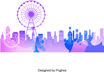 Vector Style Building Design Of Cartoon City, Cartoon, - Cartoon Ferris Wheel Background (360x360), Png Download