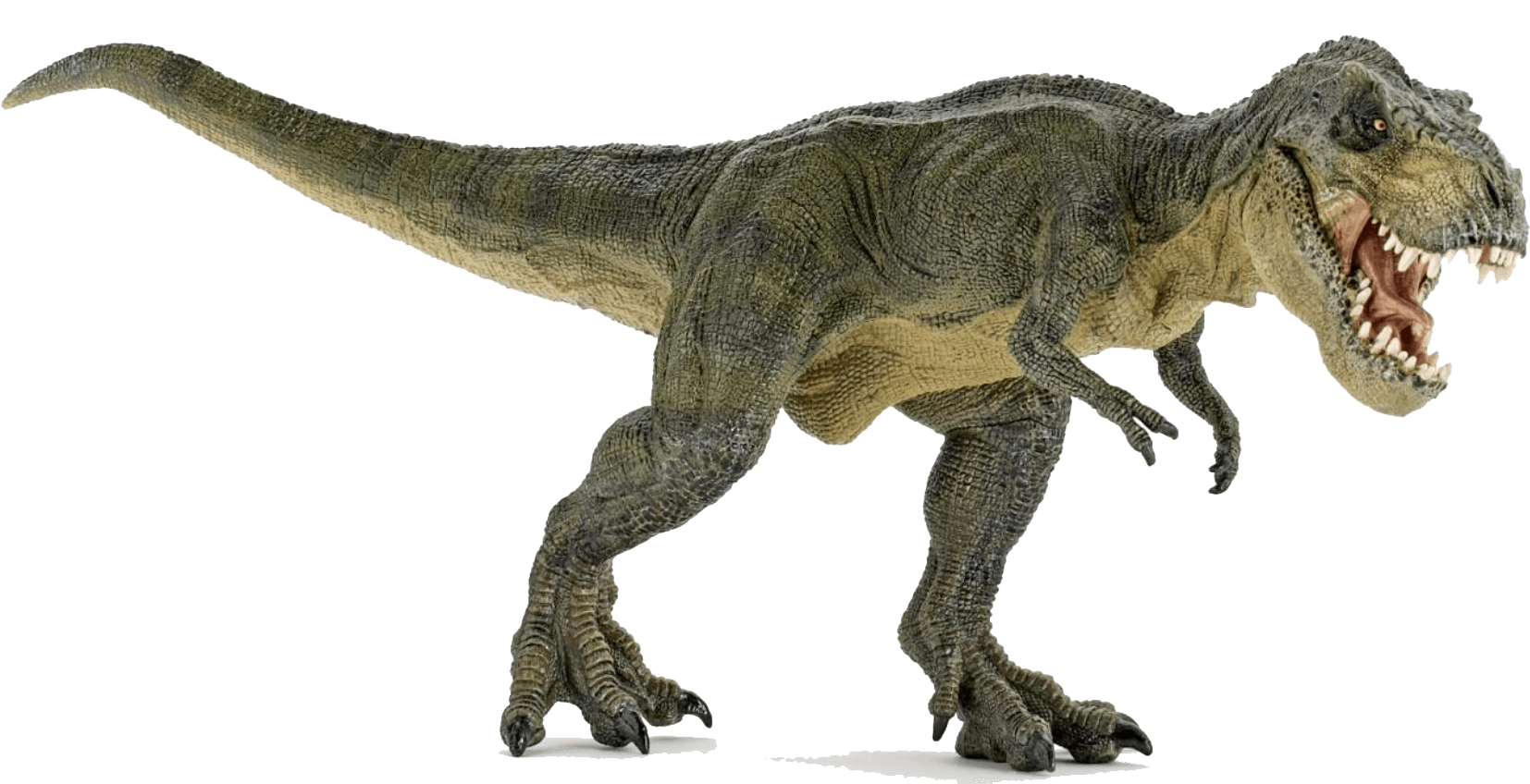 Dinosaur Angry - Papo - Dinosaurs - Green Running T-rex (1654x848), Png Download