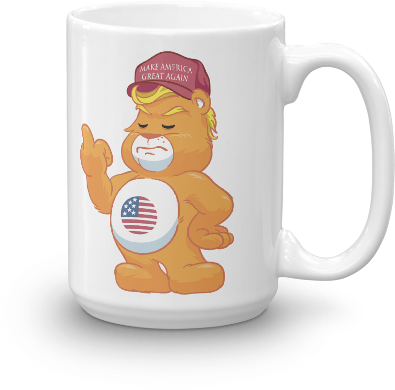 Don't Care Bear W/ Make America Great Again Hat Adult - Pink Fri-yay Mug - 15oz (1000x1000), Png Download
