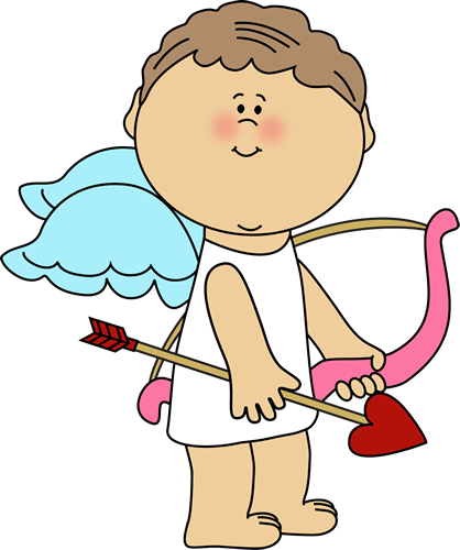 Cute Kids Clipart - Valentine Cupid Clipart (418x500), Png Download
