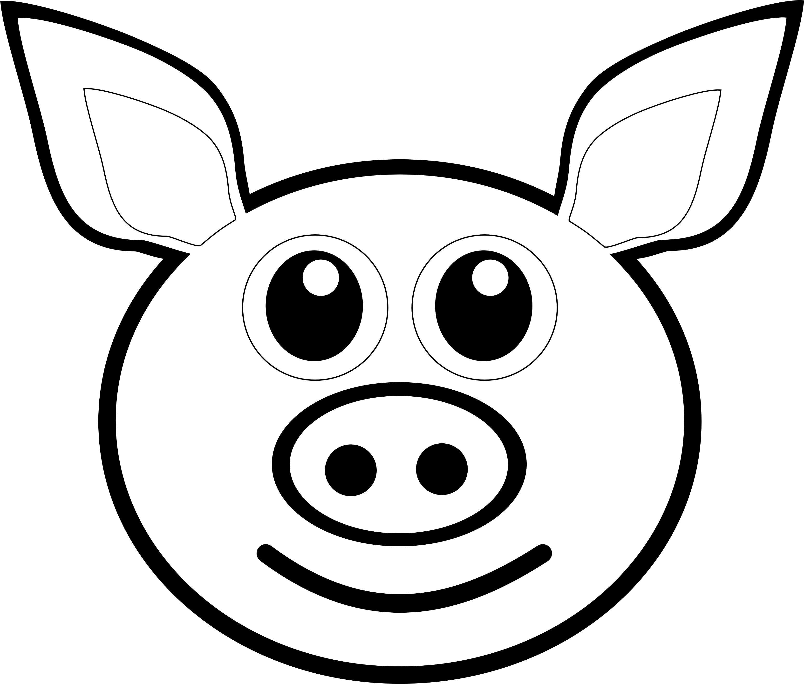 Pig Line Drawing - Draw A Pig Head (3333x3096), Png Download