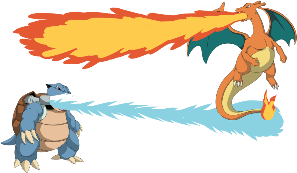 Blastoise Vs Charizard Commission By Ravem - Blastoise (1024x597), Png Download