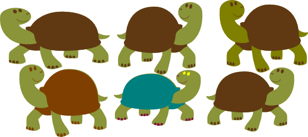 Turtoise Clipart Turtle - Group Of Turtle Clipart (600x267), Png Download
