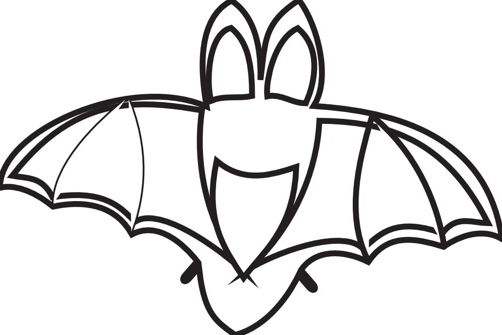 Bat Black White Line Art Hunky Dory Svg Colouringbook - Drawing (999x668), Png Download