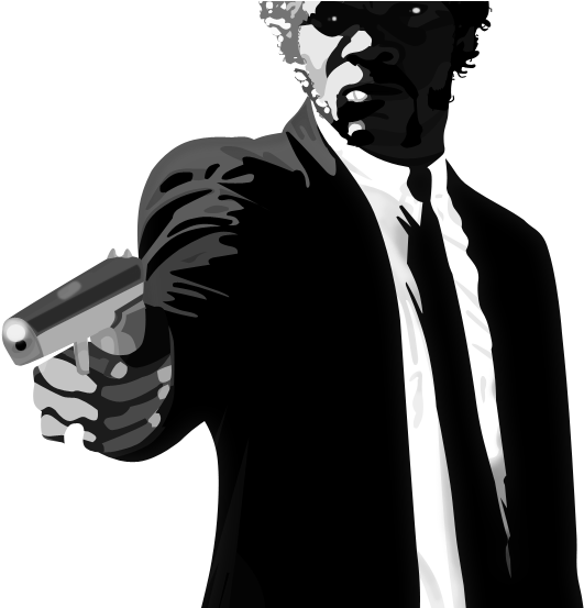 Jackson In Pulp Fiction As Depicted At The Samuel L - Samuel L Jackson Art (541x552), Png Download
