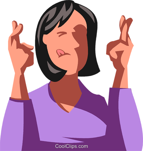 Woman With Her Fingers Crossed Royalty Free Vector - Fingers Crossed Clipart Free (456x480), Png Download