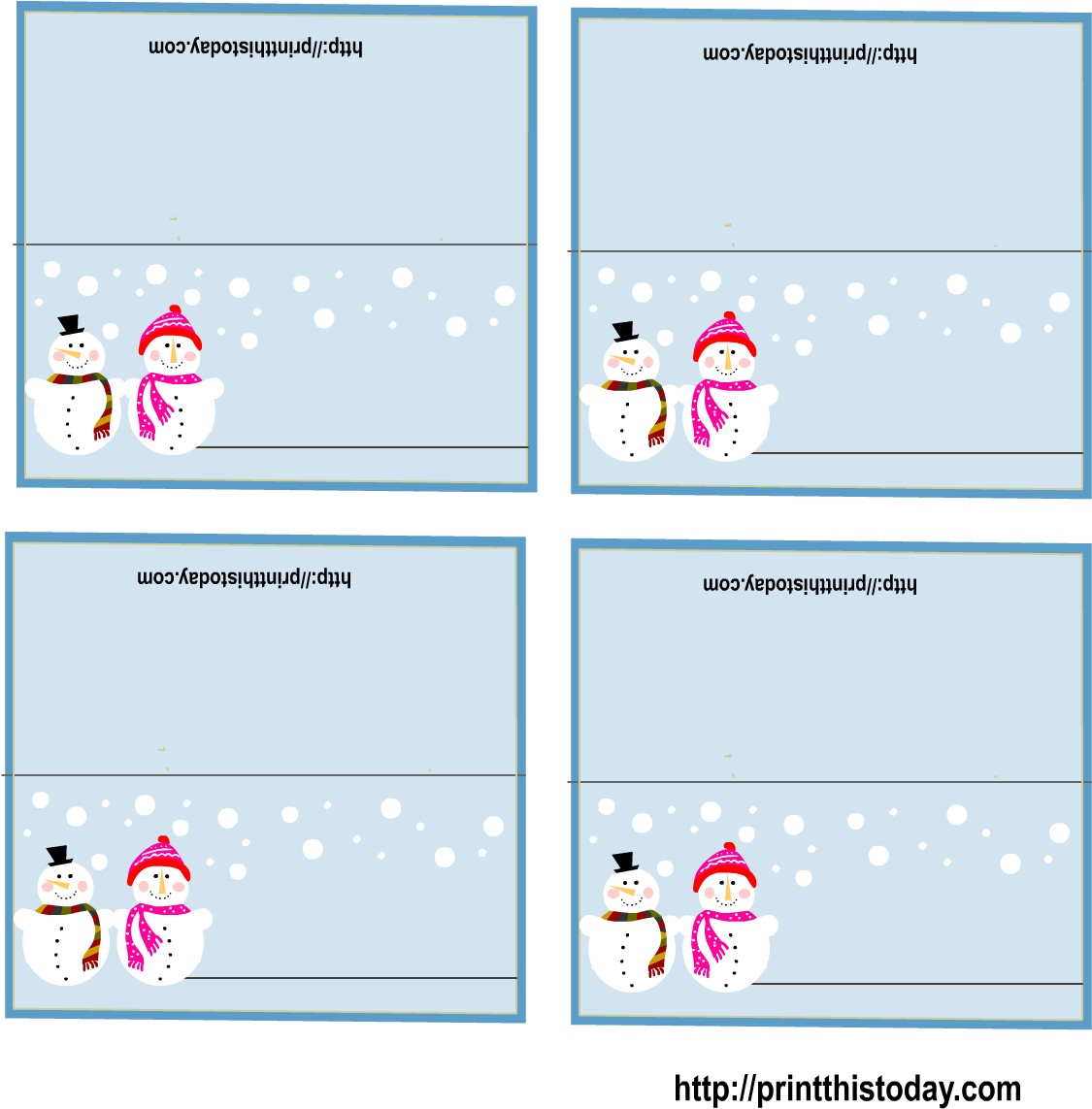Snow Man And Woman Place Cards For Christmas - Place Card (1275x1575), Png Download