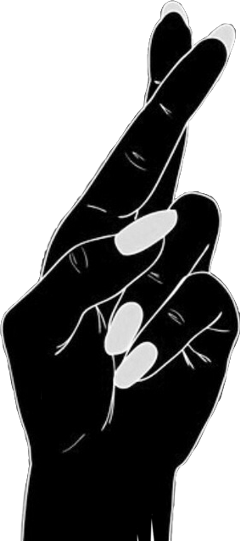 Hand Fingers Crossed Fingerscrossed Black Freetoedit - Wedge (240x541), Png Download