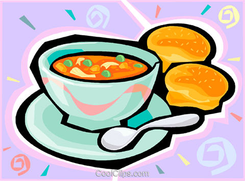 Bowl Of Soup And Buns Royalty Free Vector Clip Art - Chili And Cornbread Clipart (480x354), Png Download