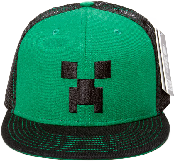 Creeper Face Premium Snapback Hat - Minecraft Creeper Face Snapback Hat (593x549), Png Download