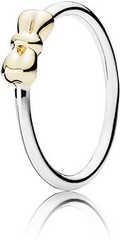 Petite Bow Ring - Pandora Silver And Gold Bow Ring (470x470), Png Download