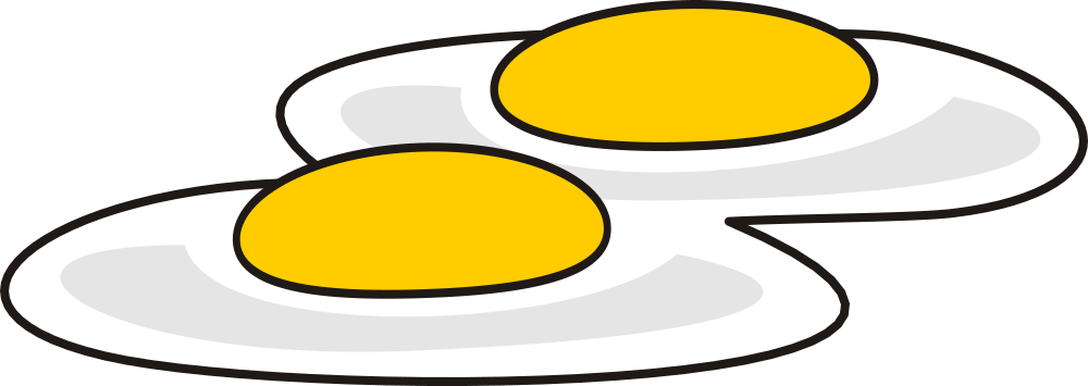 Fried Eggs - Clip Art Fried Egg (1000x355), Png Download