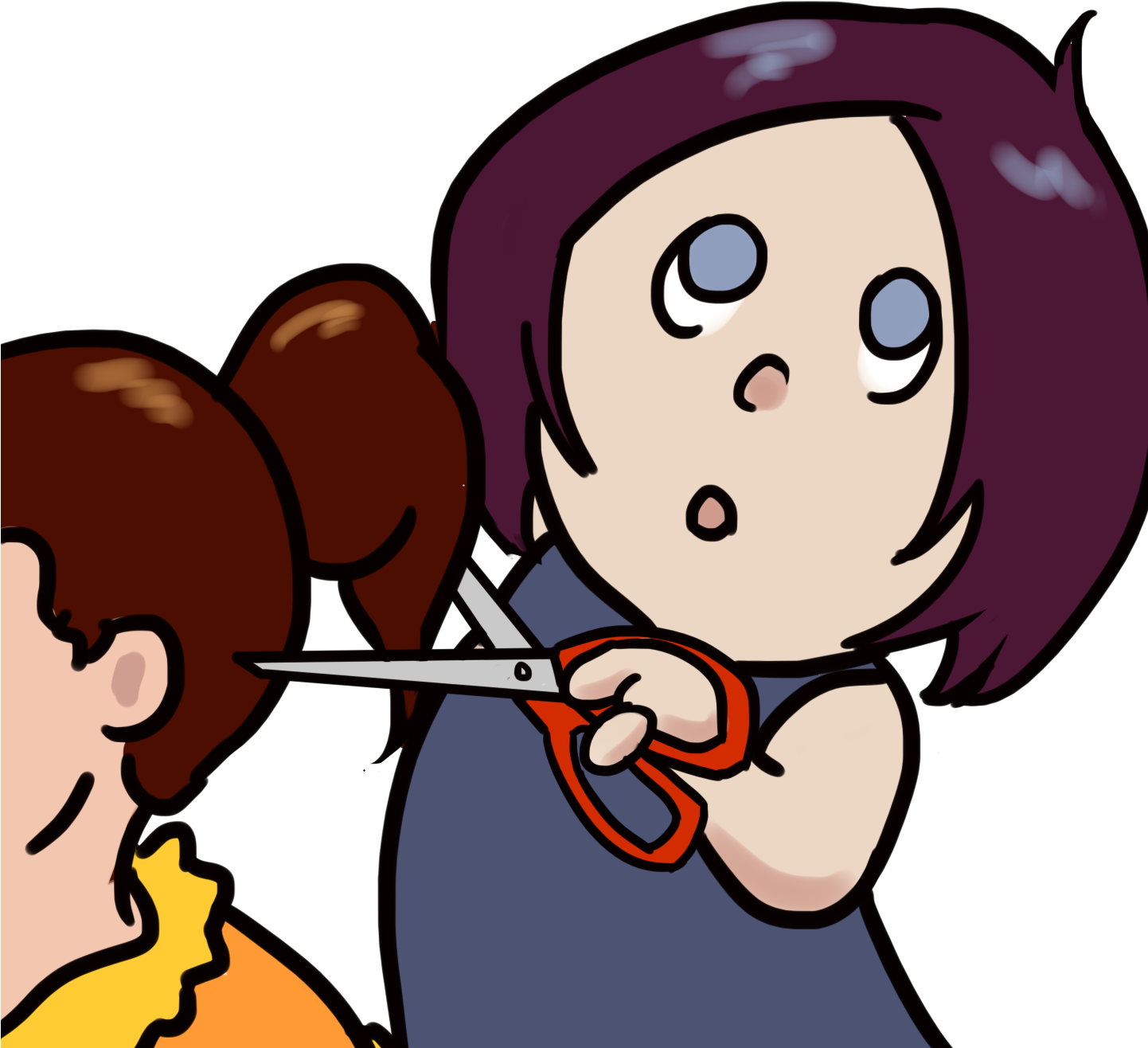 Cutting My Sister's Hair Child (1441x1404), Png Download