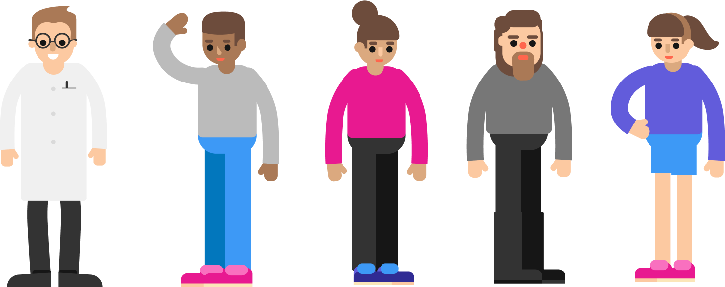 Five People Are Standing In A Line - Person (1469x581), Png Download