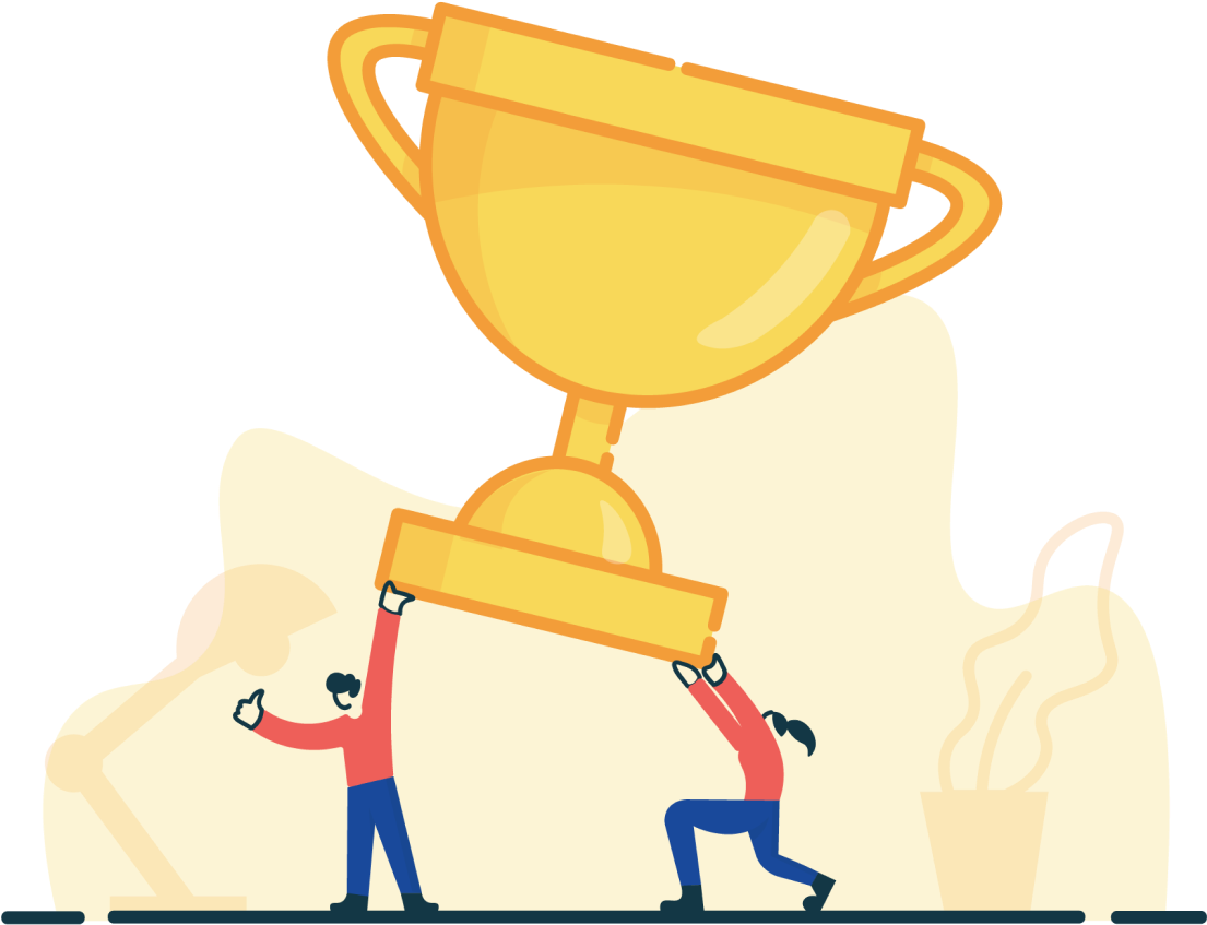 Illustration Of Two People Holding Trophy - Competition (1302x853), Png Download