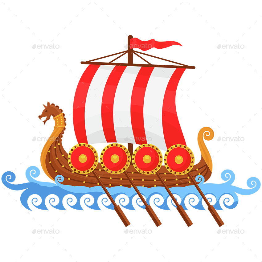 Images/01 Silver Axe 300 Dpi Images/02 Little Viking - Vikings Ship Cartoon (850x850), Png Download