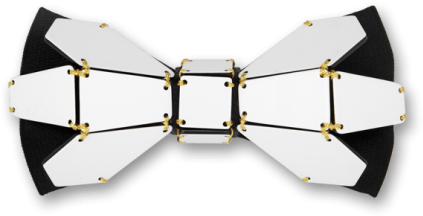 Geometry Flower In Gold Line Black White Bow Tie - Bow Tie (595x595), Png Download