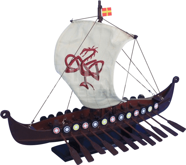 14 Inch Drakkar Viking Longship Model - Handcrafted Nautical Decor Wooden Viking With Embroidered (711x711), Png Download