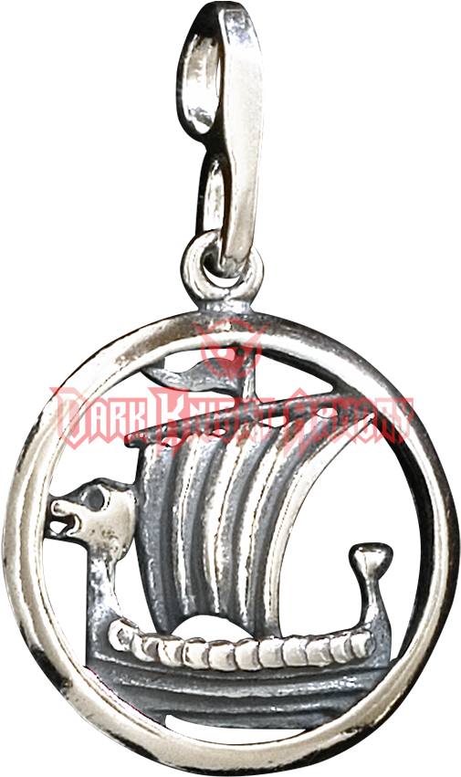3d Norse Ship Circle Pendant - Pendant (850x850), Png Download