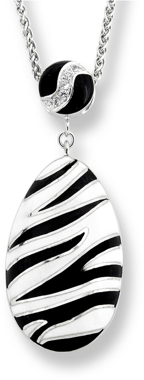 Nicole Barr Designs Sterling Silver Zebra Stripes Necklace-white - Locket (800x800), Png Download