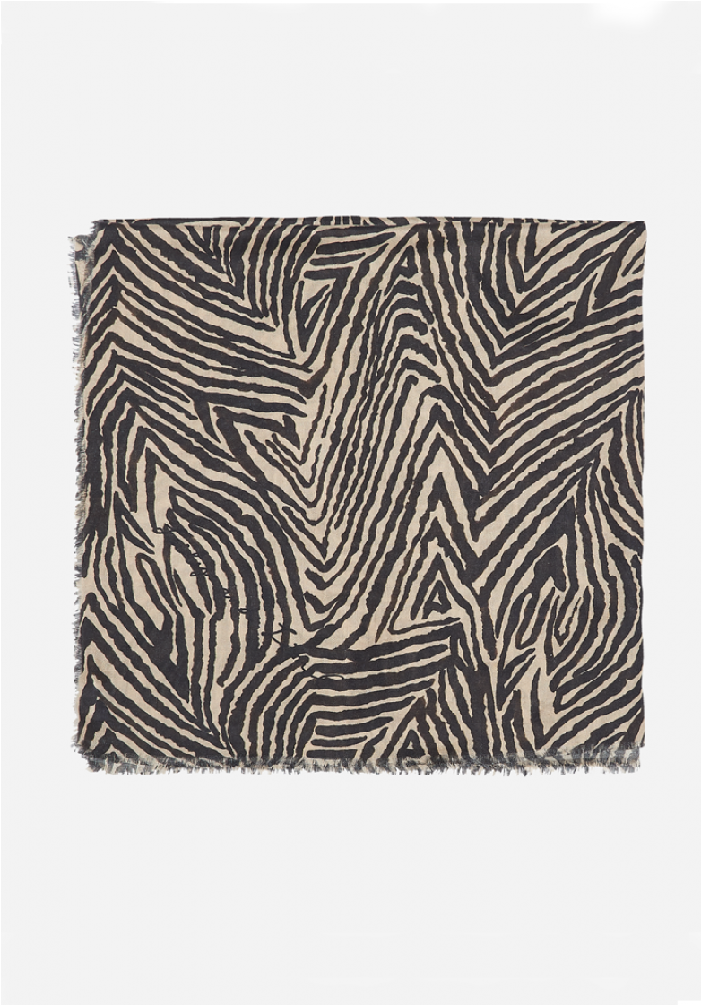 Zebra Silk Scarf - Charcoal Beige (1120x1120), Png Download