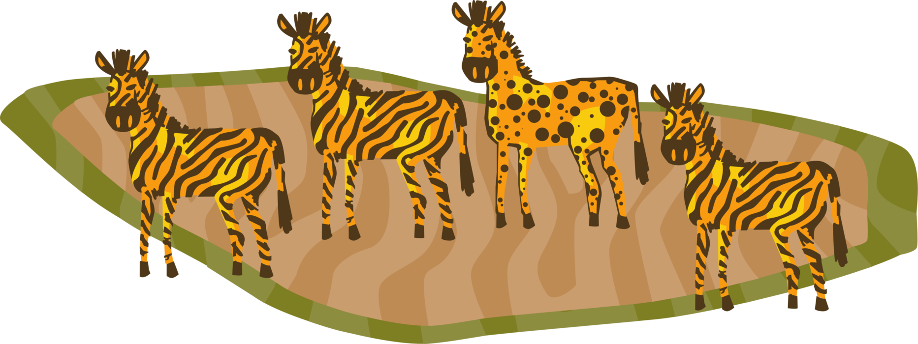 Vector Illustration Of African Striped Zebra Horses (1865x700), Png Download