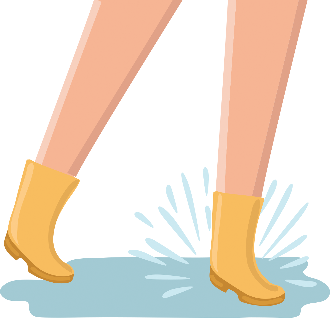Splash In The Rain - Legs In Cartoon (1374x1323), Png Download